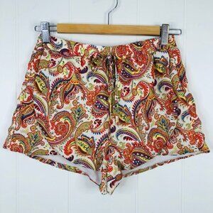 Surf Gypsy Womens Paisley Split Leg Swim Cover-up Shorts Large